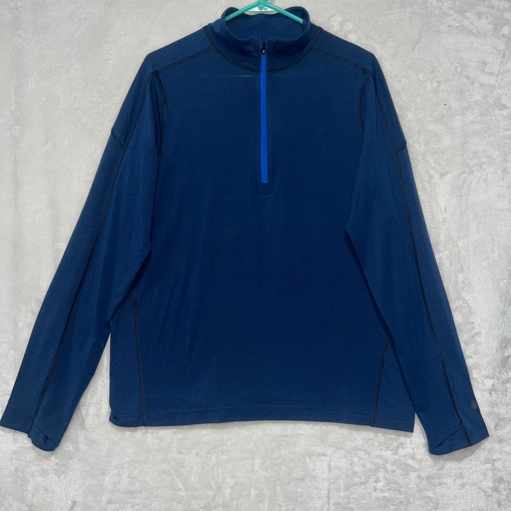 Stio Mens Size L Blue 1/4 Zip Lightweight Run Performance Pullover Sweater